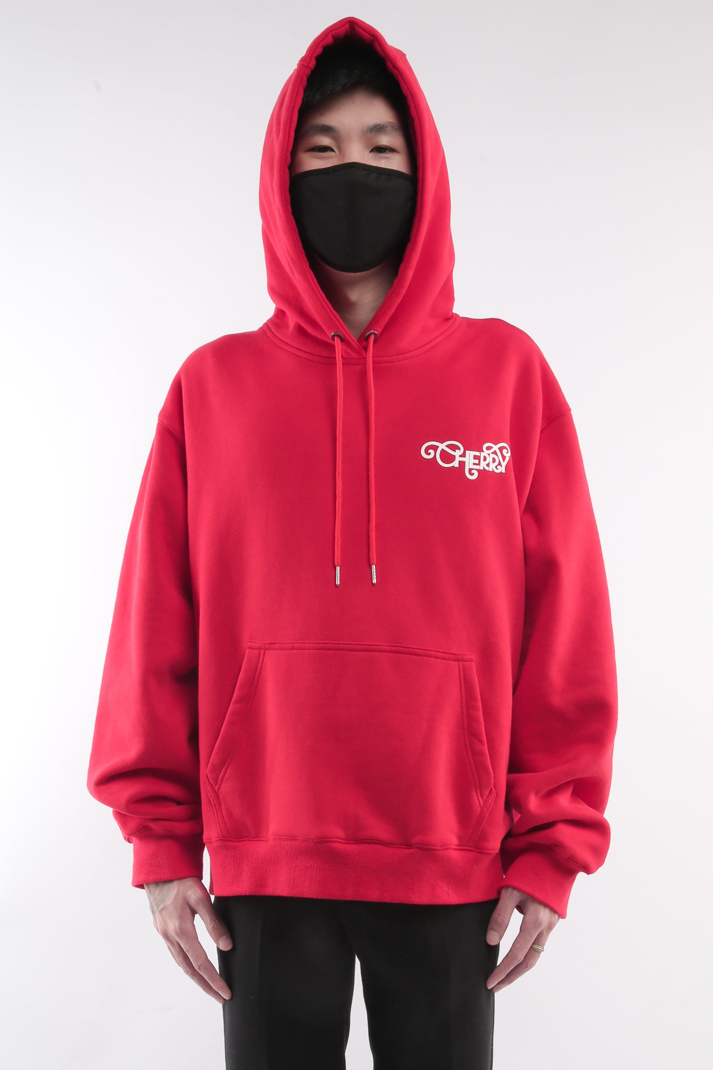 Red sales branded hoodie