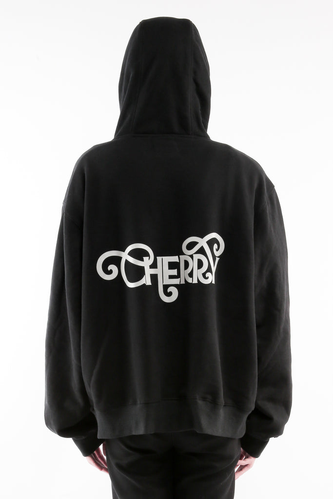 CHERRY DISCOTHEQUE REFLECTIVE LOGO HOODIE IN ONYX BLACK Cherry