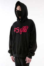 Load image into Gallery viewer, CHERRY DISCOTHEQUE - LOGO HOODIE IN ONYX BLACK WITH RED EMBROIDERY
